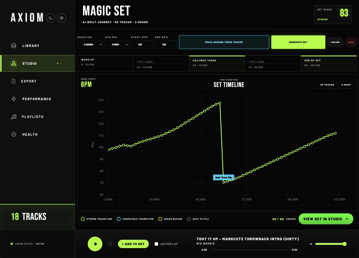AXIOM Magic Set screen from the real product walkthrough